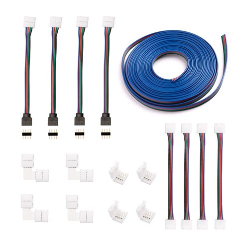 Buy 10MM 4Pin LED Strip Connector Kit for 5050 Flexible RGB LED Strip ...