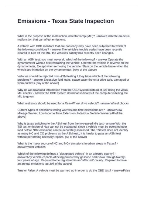 Emissions - Texas State Inspection Questions and Answers 2024 - Texas ...