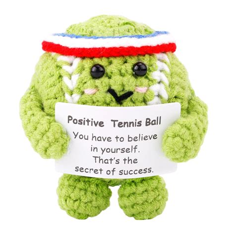 Positive Tennis Ball, Cute Funny Crochet Inspirational Tennis Ball ...