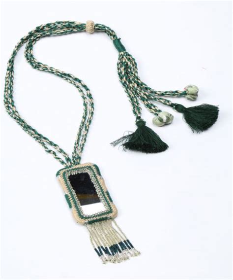 Green cream handcrafted patwa mirror bead work necklace – GoSwadeshi