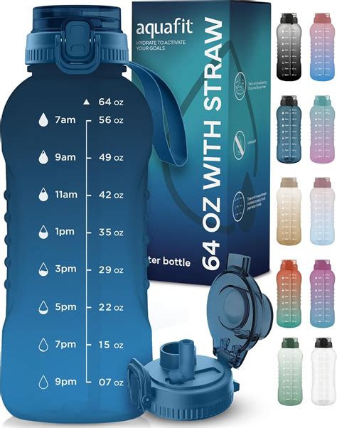 Amazon.com: AQUAFIT Water Bottles 64 oz - Water Bottle with Time Marker ...