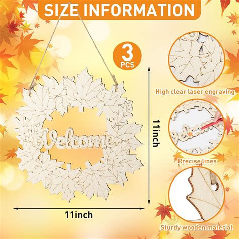 Buy Maple Leaf Wreath Shape Wood DIY Art & Craft Base Pack of 3 Cliths