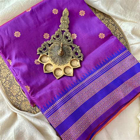 Violet Saree-Double Border-Paithani Semi Silk Saree-VS3829 – vrikshamindia