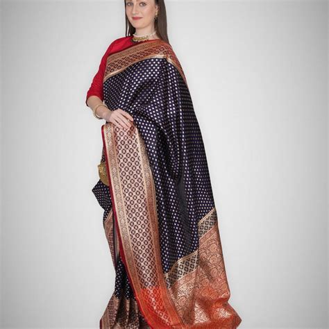 Lail-o-Zar – Sapphire Saree with Crimson Zari – Zahrat
