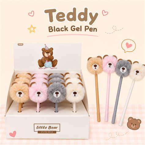 Teddy Pom Pom Black Gel Pen – Chains & Charms