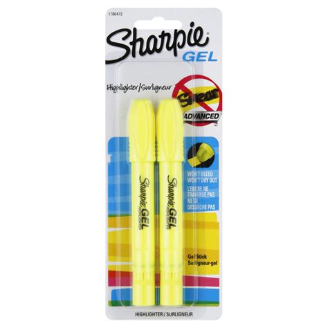 Sharpie SAN1780473 Gel Highlighter, Fluorescent Yellow, Bullet, 2 per Pack
