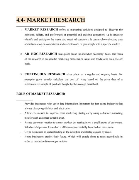 4.4 BM - Notes - 4- MARKET RESEARCH 1. MARKET RESEARCH refers to ...