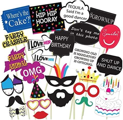 Party Propz Birthday Photo Booth Props - Set of 26Pcs | Party Props for ...