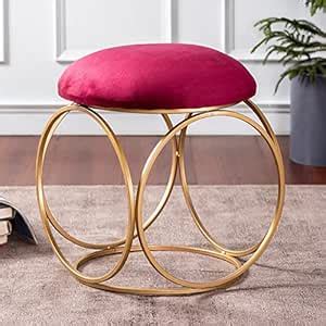 nestroots Ottoman Stool for Living Room - Metallic Footrest Stool for ...