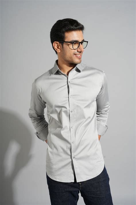 Nash - Classic Solid Slim Fit Shirt - Silver