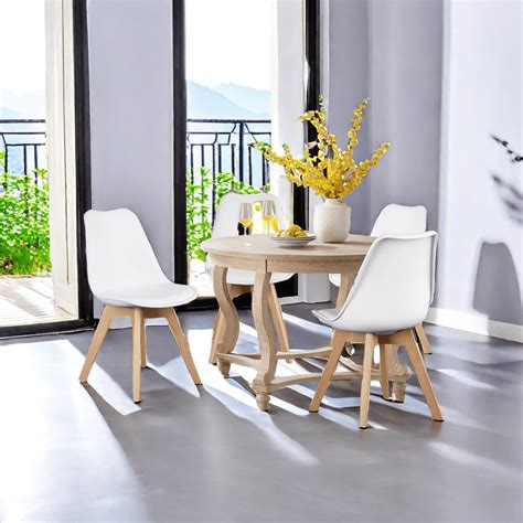 GlasFlength Modern Dining Chairs Set of 4, Kitchen Chair with Wood Legs ...