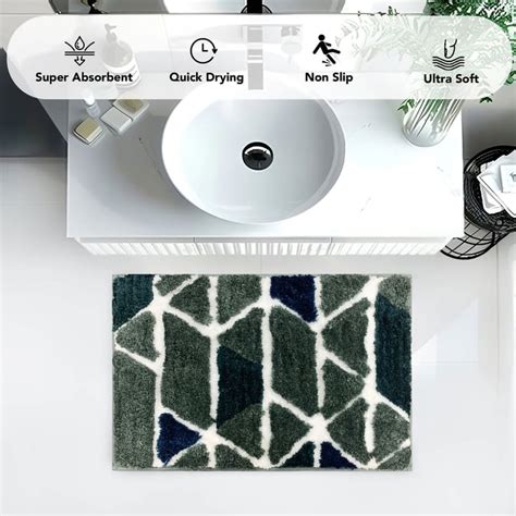 Buy LUXE HOME Macau Microfibre Geometric Anti-Slip Bath Mat - 60x40cm ...