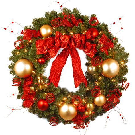 36 Inch Decorative Cozy Christmas Wreath with Red and Clear Lights for ...
