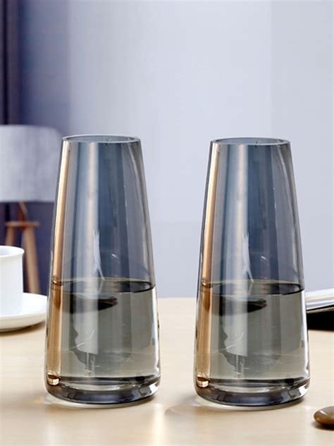 Buy | Set Of 2 Transparent Solid cylinder Glass Vases | Tied Ribbons