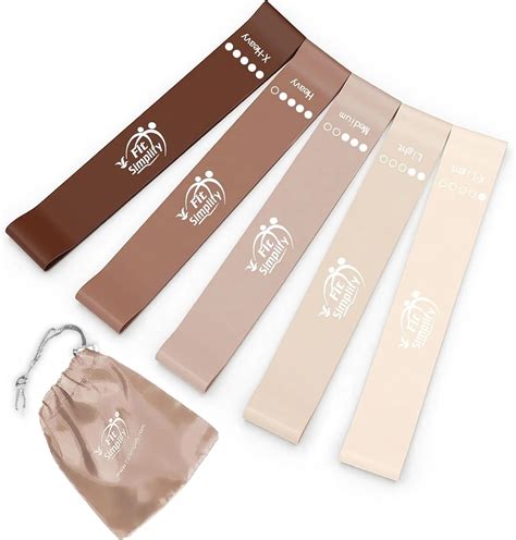 Set of 5 Resistance Loop Exercise Bands with Instruction Guide and ...