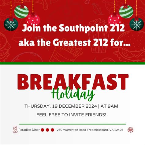 Southpoint 212 Breakfast Holiday, Paradise Diner, Fredericksburg, 19 ...