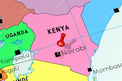 Premium Photo | Kenya nairobi capital city pinned on political map