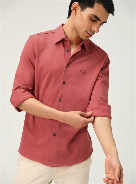 Buy Rose Vale Shirt | Semi Casual Red Cotton Shirt for Men Online | Andamen