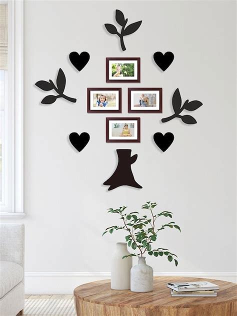 Set of 4 White & Black Family Tree Collage Photo Frames - Modernarts