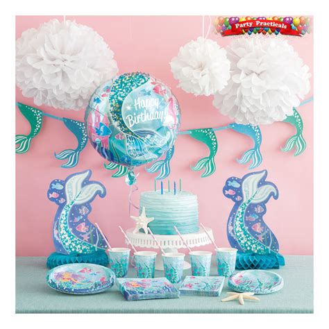 Buy Mermaid Birthday Party Range - Tableware, cups, plates, napkins ...