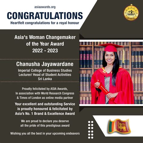Chanusha Jayawardane Has bagged Asia's Woman Changemaker of the Year Award