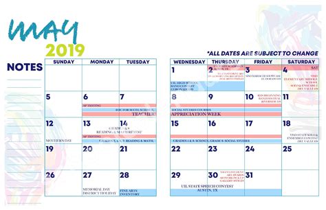 2018 - 2019 YISD Fine Arts Calendar | Ysleta Independent School ...