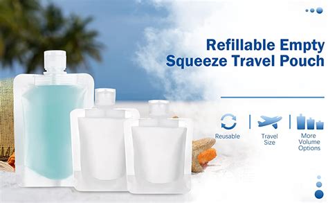 Felofix White Travel Size Refillable Empty Squeeze Pouch, Stand Up ...