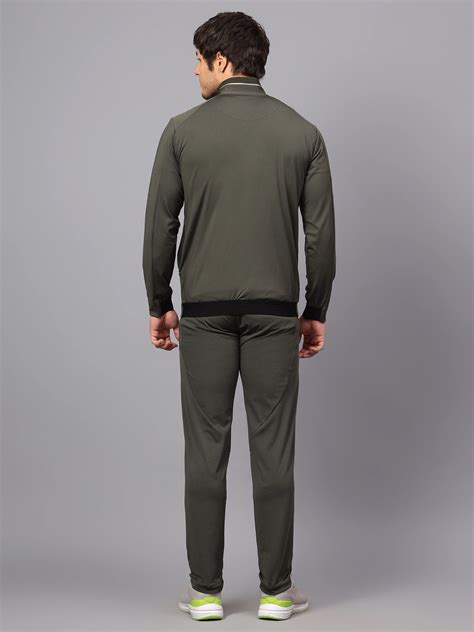 Olive Green Dobby Tracksuit Men | Shiv Naresh - Buy Now