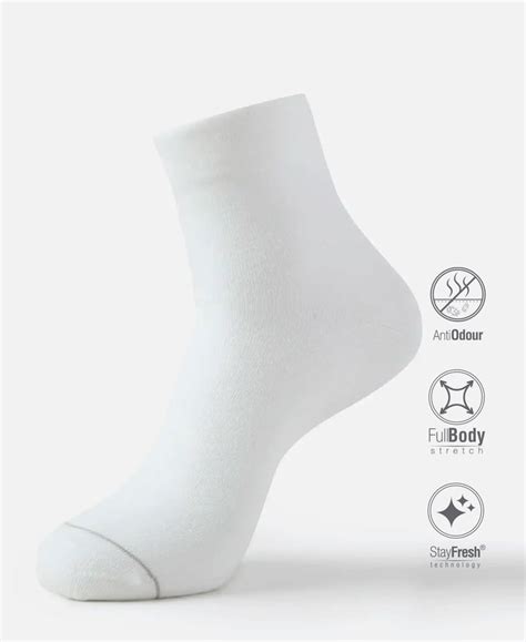 Buy Modal Cotton Ankle Length Socks with StayFresh Treatment - White ...