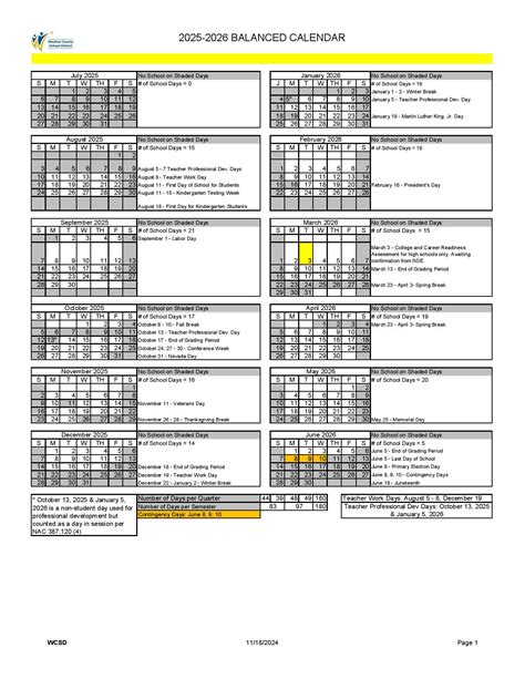 Washoe County School District Calendar 2025-2026 - School Calendar Info