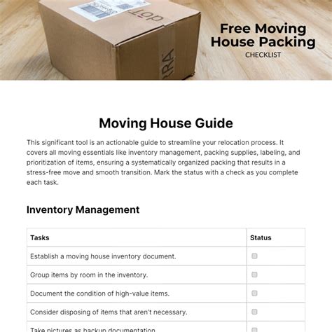 Free Moving House Packing Checklist Template to Edit Online