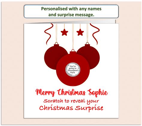 Personalised Christmas Card Red Bauble Scratch to reveal – MOglie