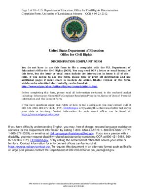 Fillable Online U.s. Department of Education, Office for Civil Rights ...