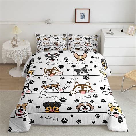 Amazon.com: Manfei Cartoon Puppy Twin Size Comforter Set,Cute Dog Pet ...