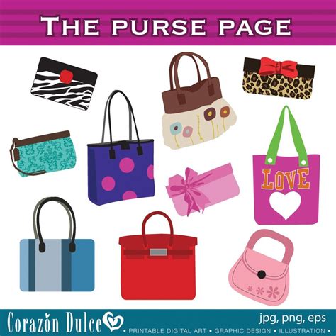 Clipart The Purse page Digital Clip Art Set Personal and