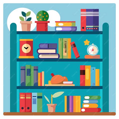 Kids bookshelf clip art and Vector Design With a White Background ...