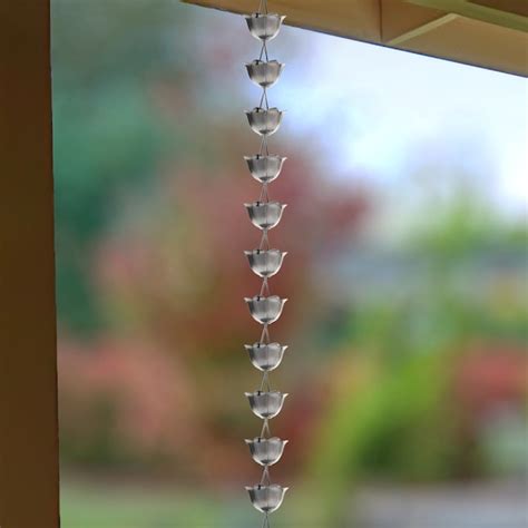 Monarch Rain Chains 8.5-ft Pewter Flower Rain Chains 18023 at Lowes.com