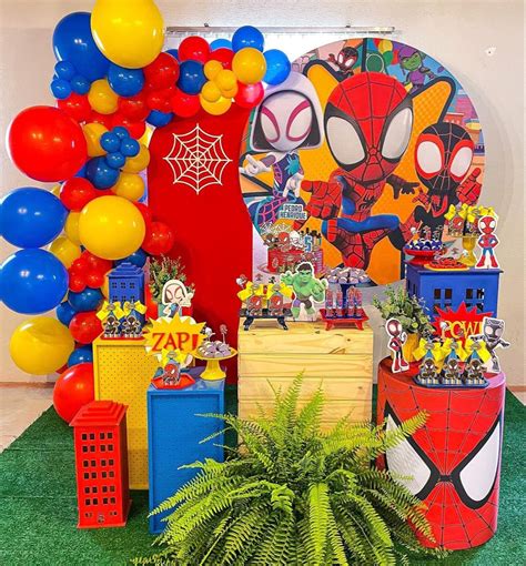 Decoração spidey | Spiderman birthday party decorations, Spiderman ...