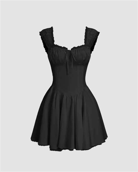 Black Tiered Mini Dress with Spaghetti Straps - Littlebox India