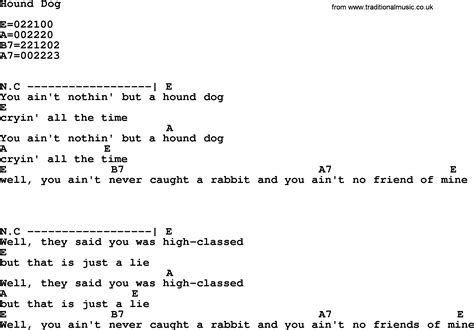 Hound Dog, by Elvis Presley - lyrics and chords