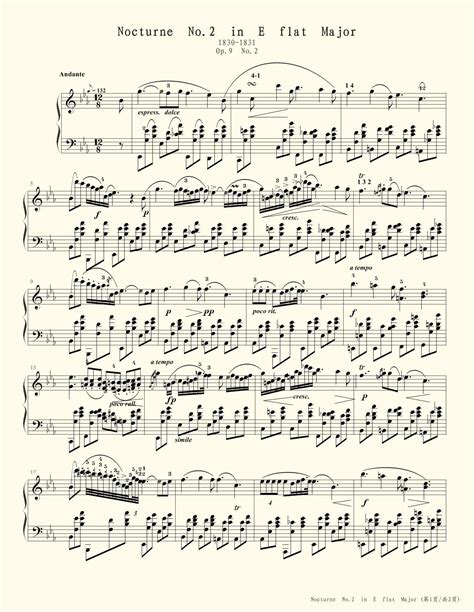 肖邦降E大调夜曲（Op.9,No.2，官方校正版）-钢琴谱-最全钢琴谱