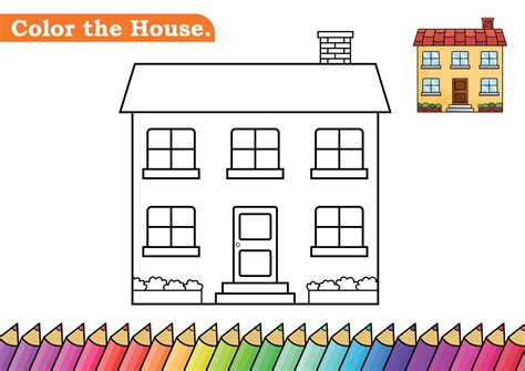 Coloring page for House vector illustration. Kindergarten children ...
