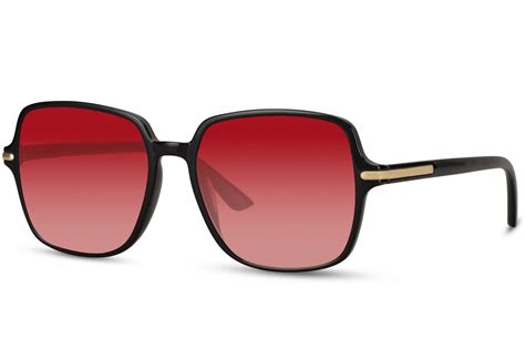 Red Square Rectangle Oversized Sunglasses