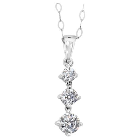 18k White Gold Necklace and Platinum Pendant 3.26ct Natural Diamonds ...