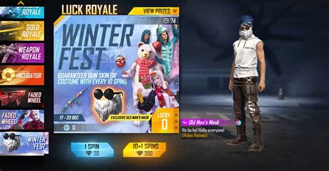 Free Fire Winter Fest: How to get Old Man's mask and gun skin rewards