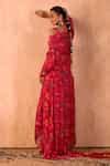 Buy Pink Crepe Embroidery Sweetheart Neck, Floral Print Draped Skirt ...