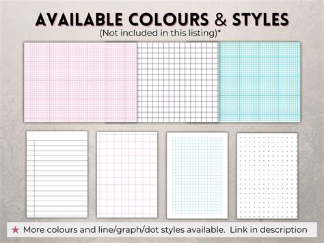 Digital Grid Paper, Printable Graph Planner Inserts, PDF for Journal Notebook, +/- Margins, 5mm ...