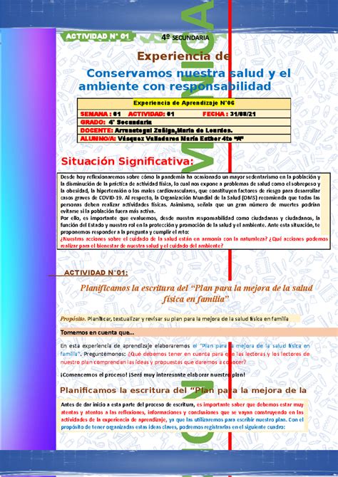ACT- 01 - EXP- 6 - 3°-4°SEC - COMUNICAC Conservamos nuestra salud y el ...