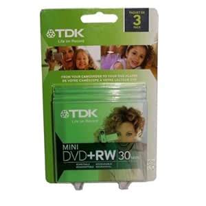 TDK 3 Pack Mini DVD RW 30 Minute 1.4GB Discs with Case - Buy TDK 3 Pack ...