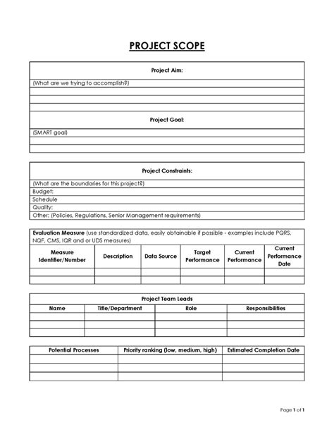 Image result for Free Project Scope Statement Template